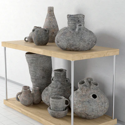 Shelf with pottery — View 3