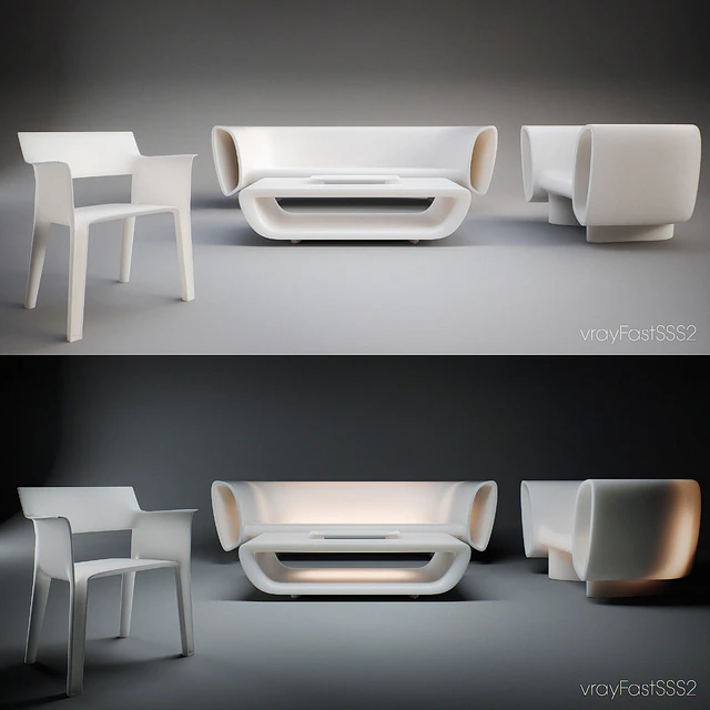 Vondom - Bum Bum Furniture Set and Pedrera Chair — Скачать