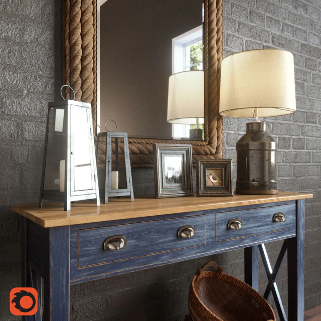 Summerville Wall Mirror, Milk Jug Accent Table Lamp, Console Marc Aurele - Lavande, Decoration — Скачать