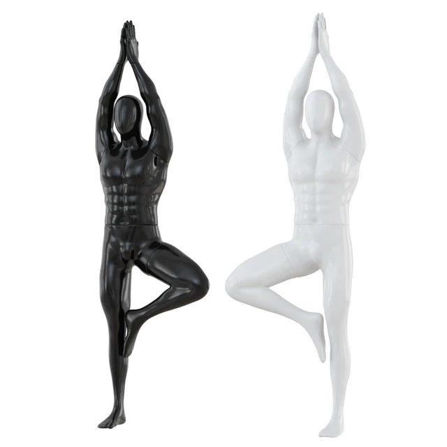 Male abstract mannequin stands in yoga pose 109 — Descargar