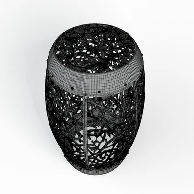 Ottoman Midcentury Asian Inspired Garden Stool — Ver 5