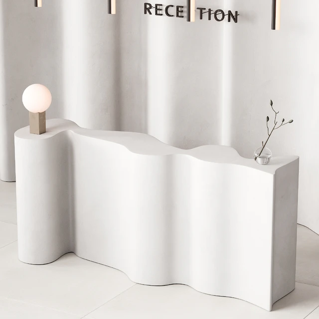 379 office furniture 17 reception desk 12 double wave with plant — Descargar