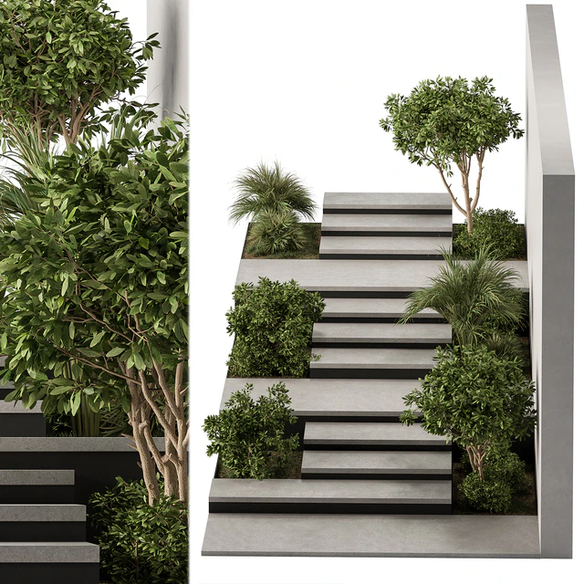 Landscape Furniture stairs with ivy and Garden - Architect Element 57 — Descargar