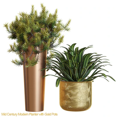 Mid century modern planter with gold — Скачать