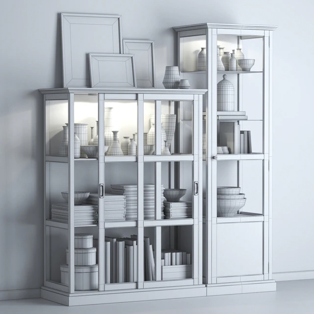 Ikea MALSJÖ Glass-door cabinets, black stained black stained. — Descargar