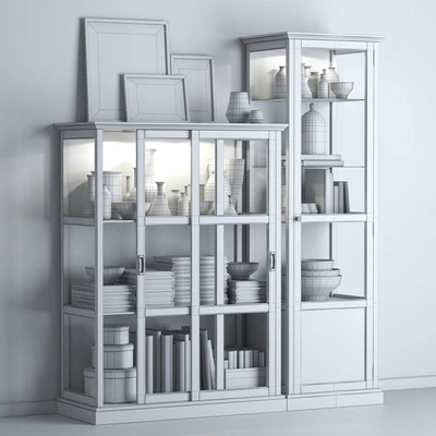 Ikea MALSJÖ Glass-door cabinets, black stained black stained. — Ver 3
