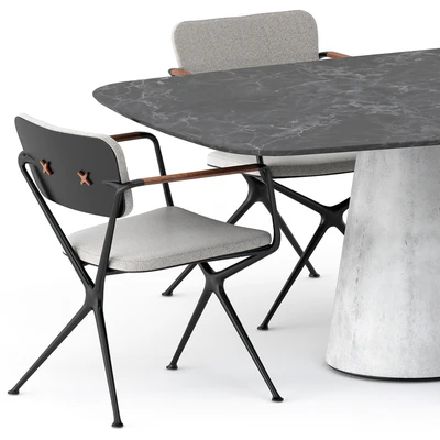 EXES CHAIR and CONIX Oval Table and CONIX Table by Royal Botania — Ver 5