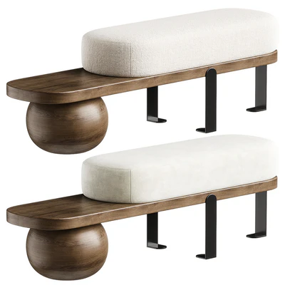 Solid Color Modern Upholstered Entryway Bench with White Cushion — Вид 5