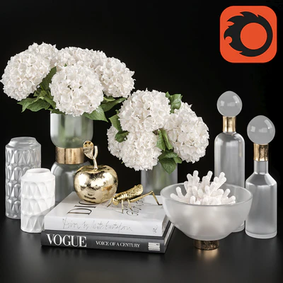 Decoration Set 32 frozen glass and Hydrangea — Ver 1