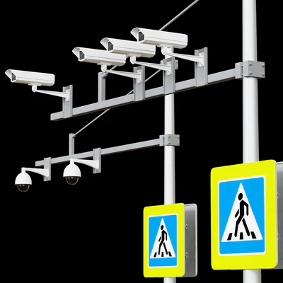 Road elements. Fences, traffic lights, cameras, parking meters. — Ver 7