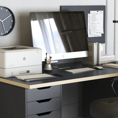 IKEA office workplace with ALEX table and ALEFJALL chair — Ver 3