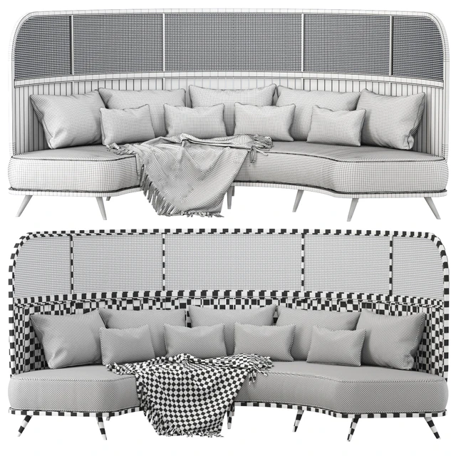 Garden round sofa R157 High back / Полукруглый диван из ротанга — Скачать