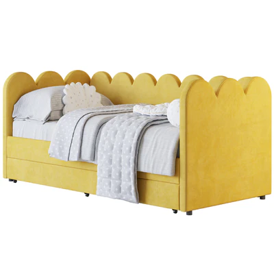Children's bed Tabby 90 Velvet Yellow — Ver 7