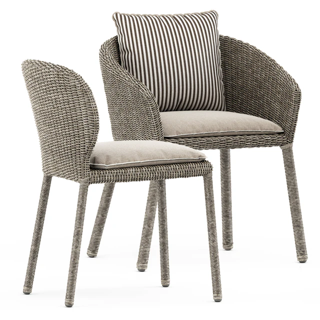 Strada armchair and side chair by Janus et Cie and Fynn Dining Outdoor table by Minotti — Descargar