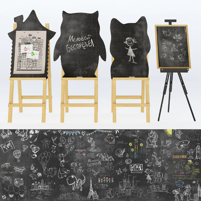 Set for creating slate surfaces with chalk drawings 4 — Descargar