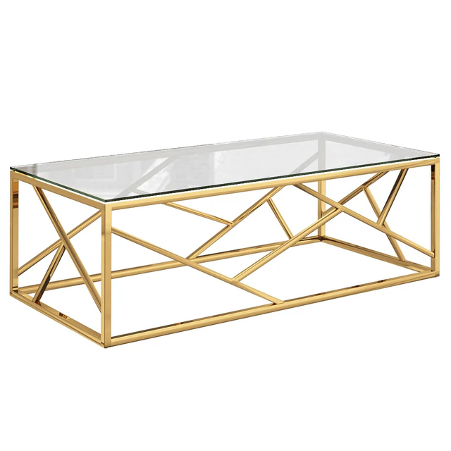 Кофейный стол Serene Furnishing Chrome Marble Top coffee table, Gold Clear Glass — Скачать