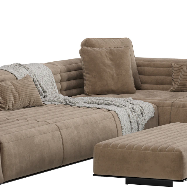 Roger Modular Sofa Minotti 2 version Leather & Velvet — Descargar