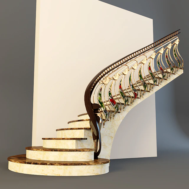 Stairs with golden handrail — Descargar