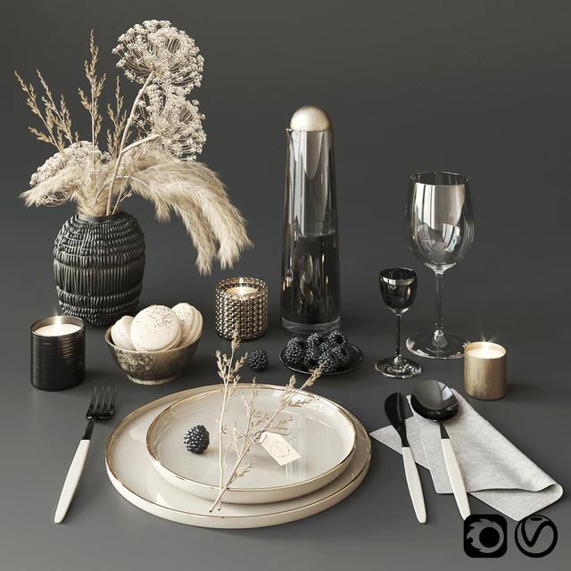 Tableware with heracleum — Descargar