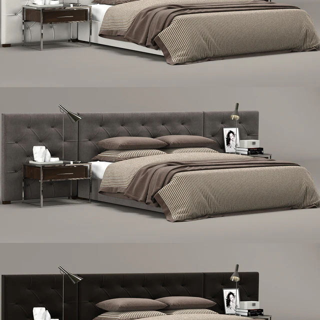 RH Modern custom diamond tufted fabric headbord bed — Descargar