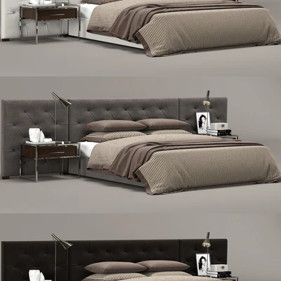 RH Modern custom diamond tufted fabric headbord bed — Ver 3
