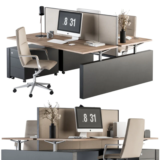 Office Furniture - employee Set Cream and Black 36 — Скачать