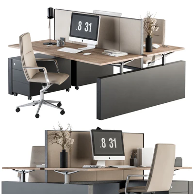 Office Furniture - employee Set Cream and Black 36 — Вид 1