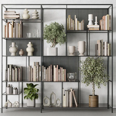 Metal Shelves Decorative With Book and plants - Metal Rack 17 — Вид 4