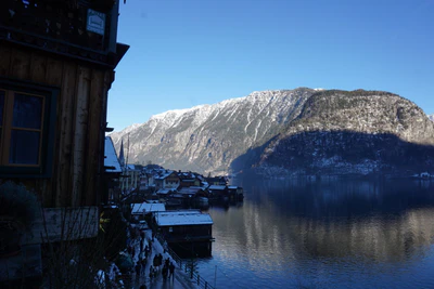 mountain lake medieval town 082 — Скачать