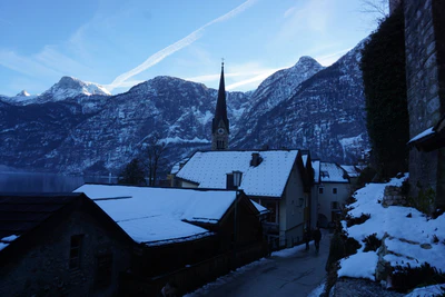 mountain lake medieval town 094 — download