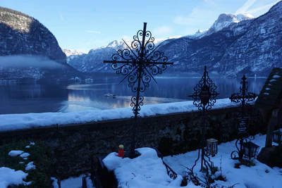 mountain lake medieval town 095 — download