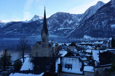 mountain lake medieval town 097 — download