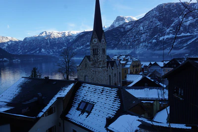 mountain lake medieval town 099 — download