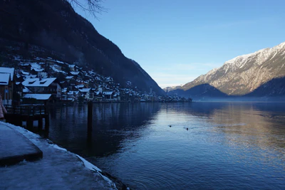 mountain lake medieval town 106 — download