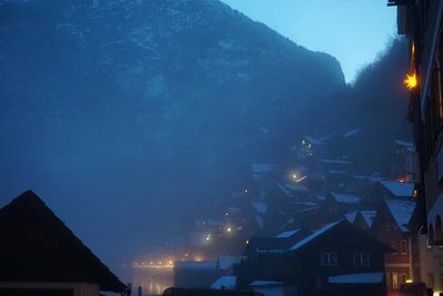 mountain lake medieval town 122 — download